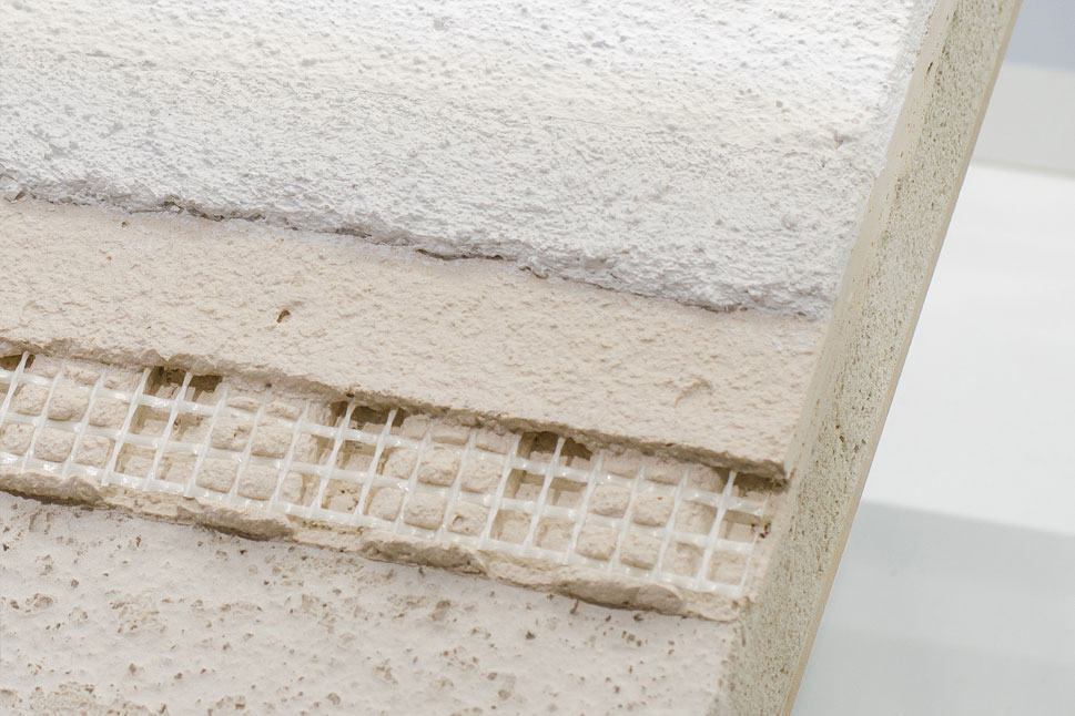 Eine Nahaufnahme des Querschnitts durch das Aeroputzgel.