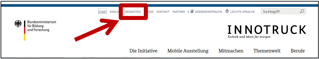 Die Auswahl-Zeile für wichtige Informationen. Bereich 'Mediathek'.