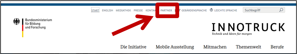 Die Auswahl-Zeile für wichtige Informationen. Bereich 'Partner'.