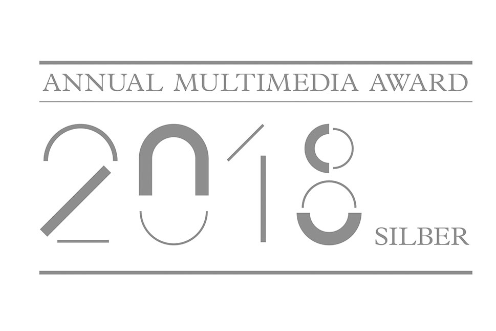 Text im Logo lautet: 'Annual Multimedia Award 2018 Silber"
